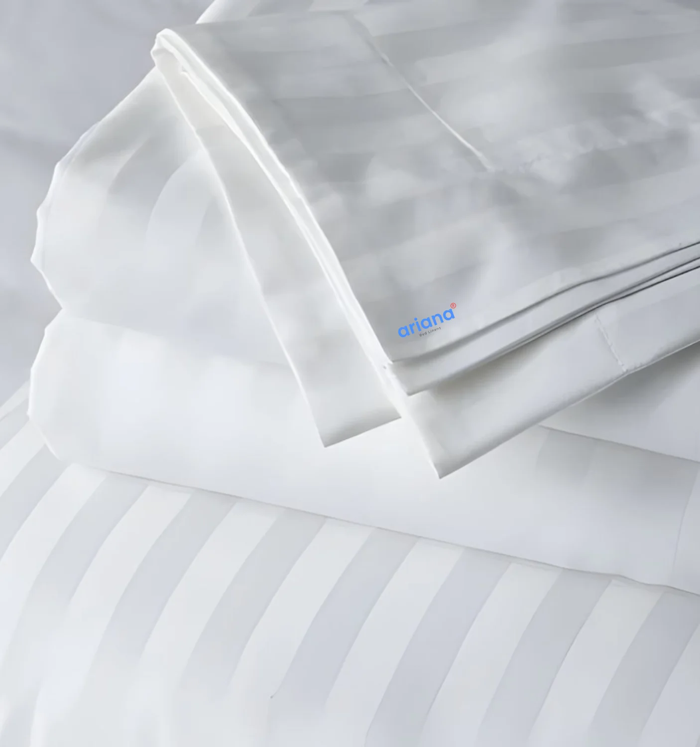 White Bed Sheet – 300 TC, 1 CM Stripe