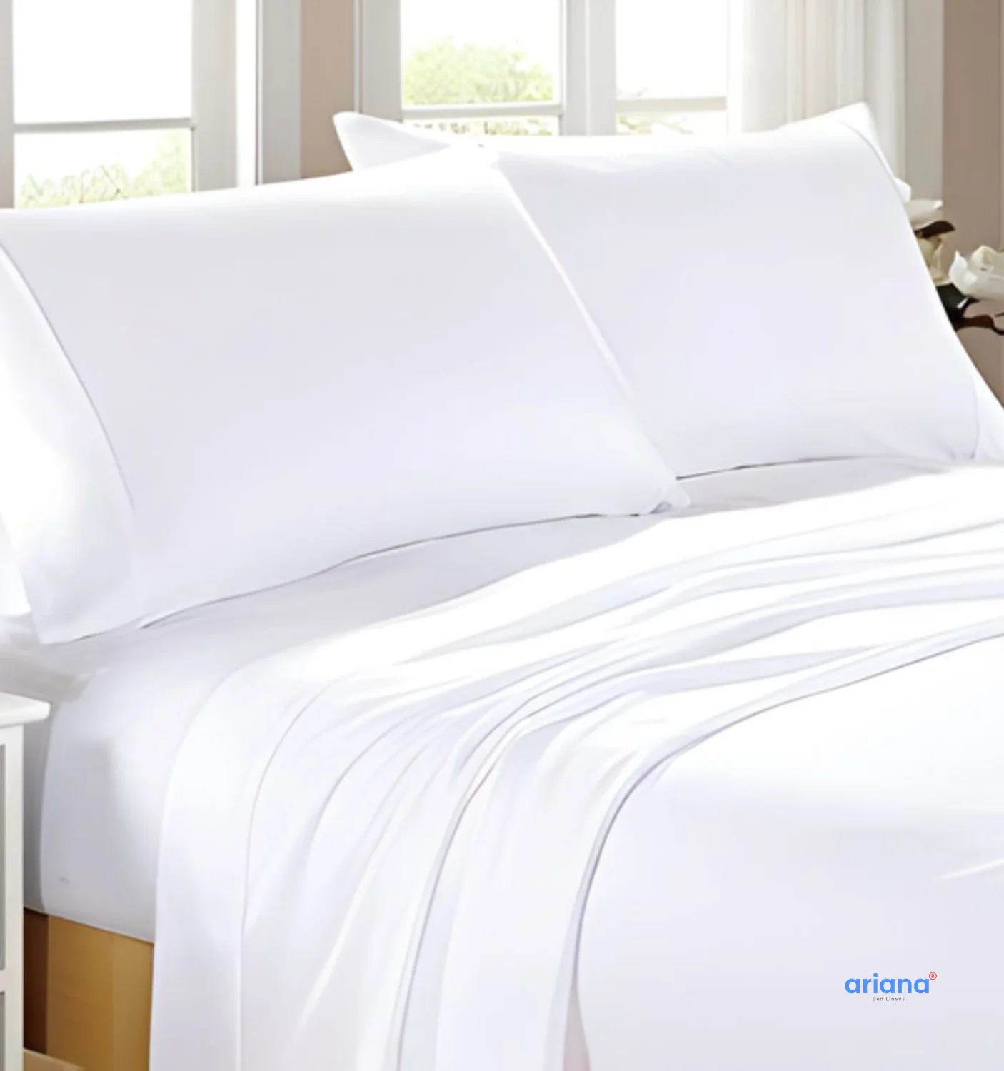 White Bed Sheet – 250 TC, Plane Percale